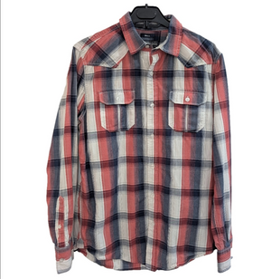 American Rag Cie Men’s Plaid Button-Down Western Cowboy Shirt